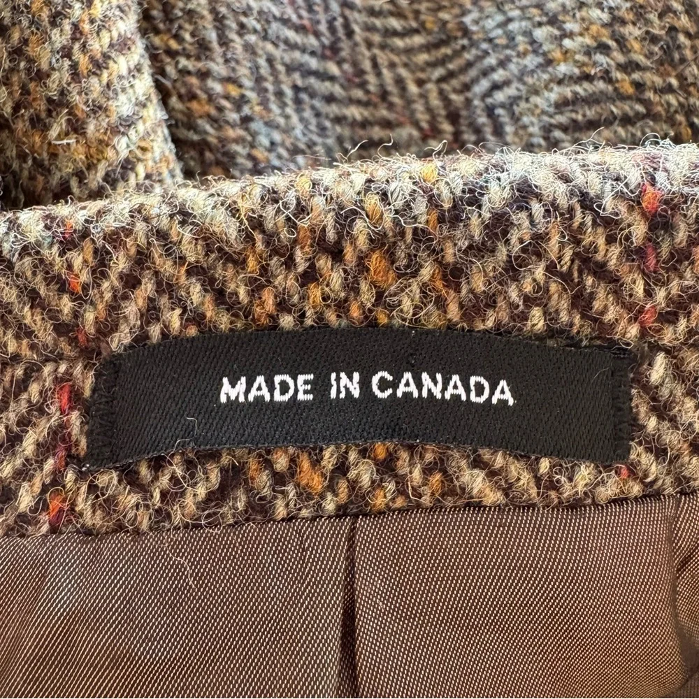 Harris Tweed Herringbone Sport Coat in Brown Autumn tones Sz 38S | Canada 🍁